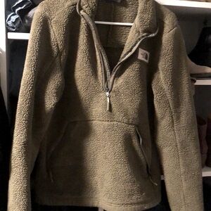 North Face fleece half zip, olive green, small